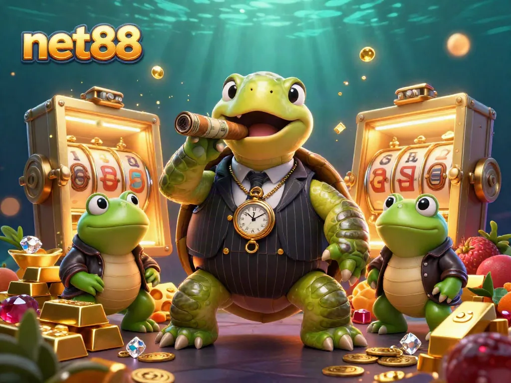 Create winning strategies with net88's vibrant slots and treasures in this energy-filled casino scene.