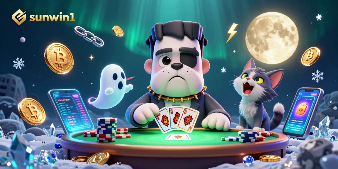 Engage with sunwin1's thrilling table experience featuring animated characters and crypto visuals.