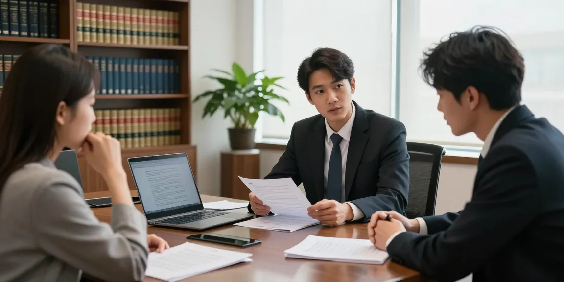 Total stranger seeking legal guidance in a professional law office during a consultation with a lawyer.