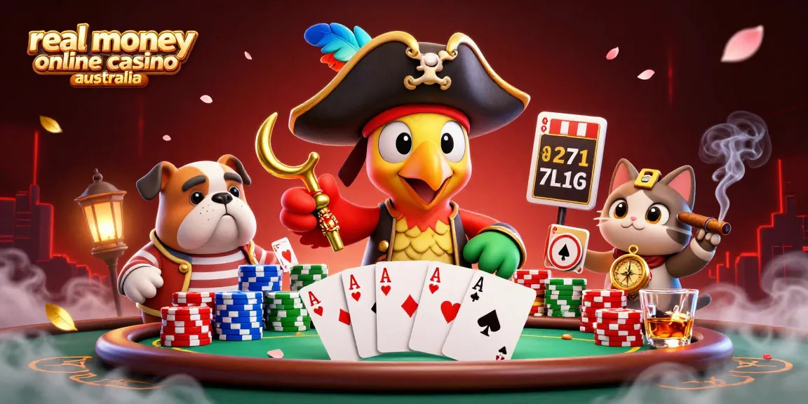 Play poker with the best real money online casino Australia featuring vibrant characters and games.