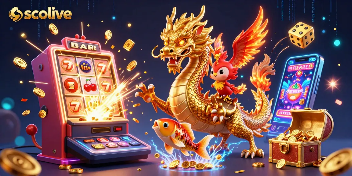 Socolive presents an energetic scene featuring iconic characters and vibrant casino elements for an engaging gambling experience.